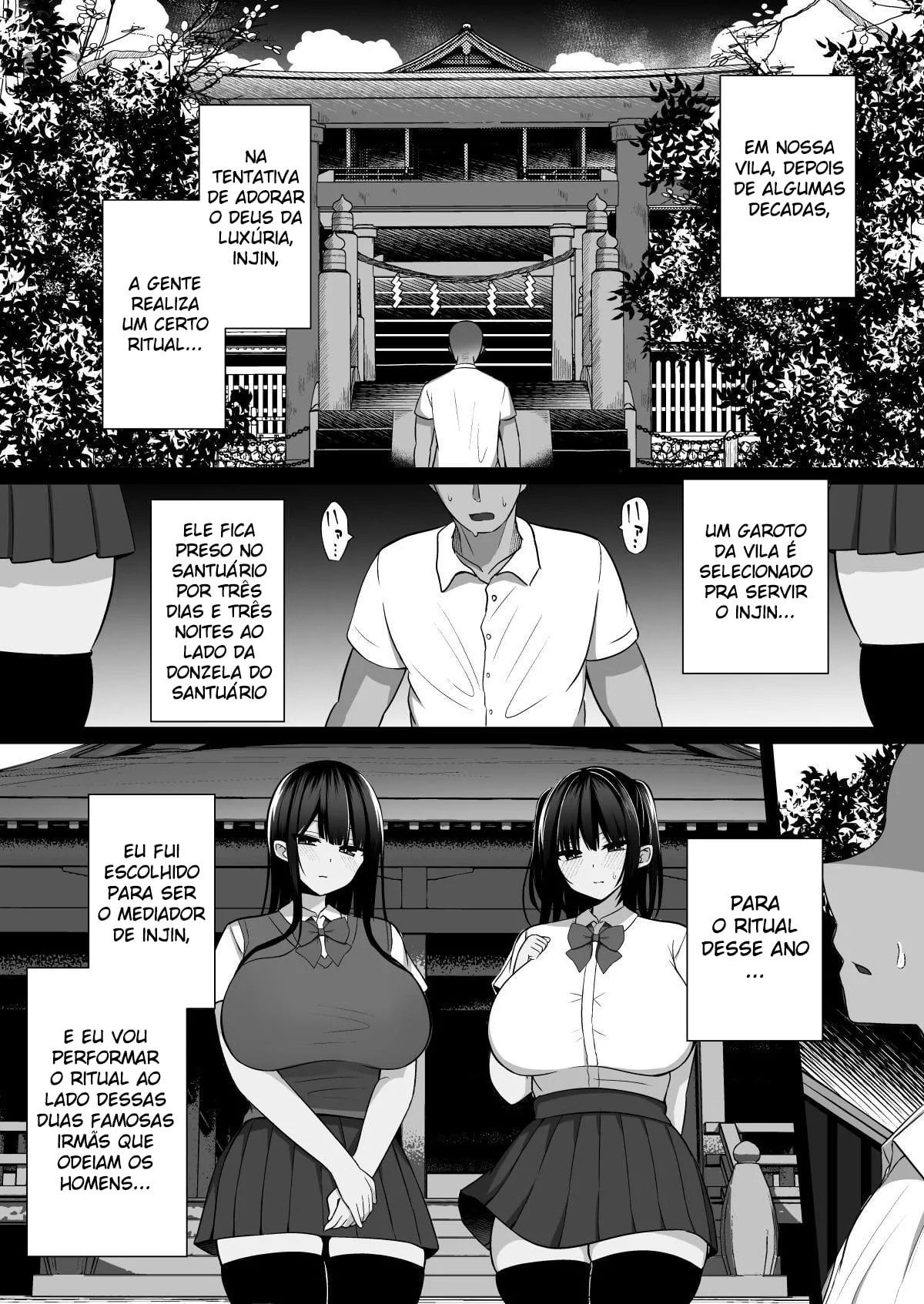 Inshin no Miko ~ Mura no Okute de Bokki Chinpo ni Sakaraenai Deka Chichi Miko Shimai to Jinja ni Tojikomerare... Bokki Shimakuri Tanezuke Shimakuri no Mikkakan by Cinnamon
